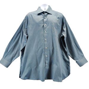 Rochester Dress Shirt Men's 19 34/35 Blue Button Up Long Sleeve Egyptian Cotton